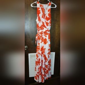 Womens size 2 orange and white floral maxi dress